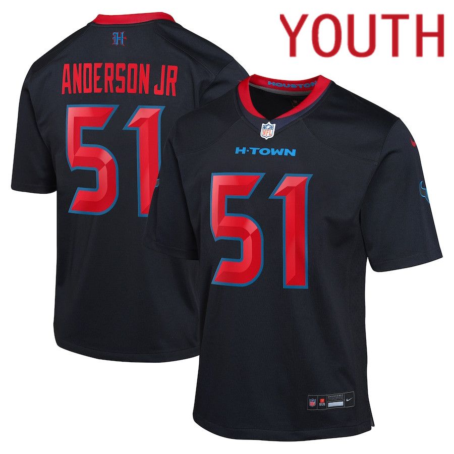 Youth Houston Texans #51 Will Anderson Jr. Nike Navy 2nd Alternate Game NFL Jersey